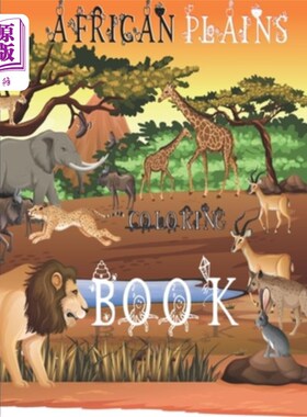 海外直订African Plains Coloring Book: My First Big Book of Easy Educational Animal Lette 非洲平原涂色书：我的第一本