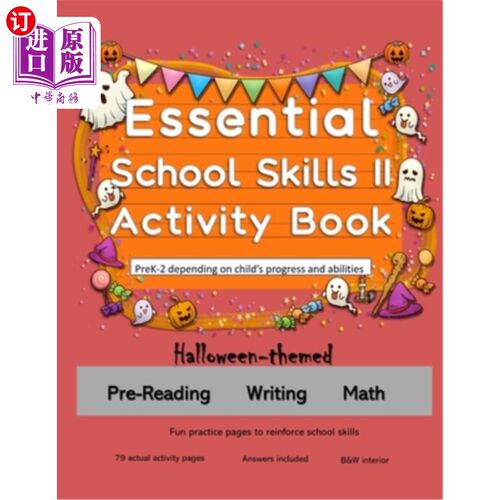 海外直订Essential School Skills II Activity Book: PreK-2, Halloween-themed workbook: Rea 基本学校技能II活动