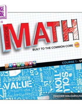 海外直订Glencoe Math, Course 1, Teacher Walkaround Editi... 格伦科数学，课程1，教师巡视版，第1卷
