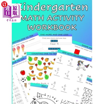 海外直订Kindergarten Math Activity Workbook: Kindergartener and 1st Grade Workbook Age 5 幼儿园数学活动练习册:幼儿