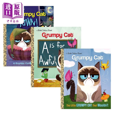 Grumpy Cat 英文不爽猫小金书3册 字母启蒙ABC A Is for Awful 睡前故事书Yawn Bedtime Story Christy Webster【中商原版】