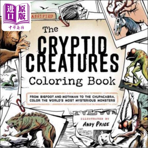 神秘生物涂色书 为神秘的怪物涂色 英文原版 The Cryptid Creatures Coloring Book Andy Price【中商原版】