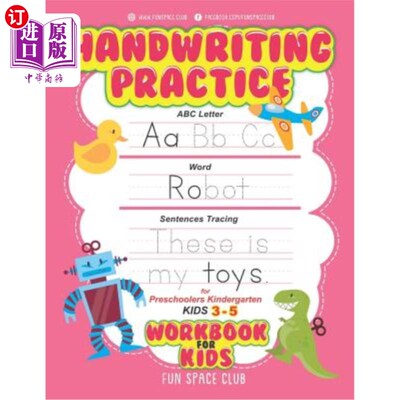 海外直订Handwriting Practice Workbook for Kids: ABC Letter, Word, & Sentences Tracing fo 幼儿书写练习练习册：ABC字