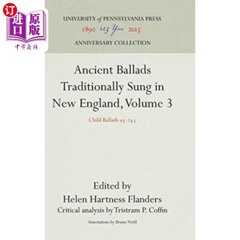 海外直订Ancient Ballads Traditionally Sung in New Englan... 新英格兰传统唱的古代歌谣，卷3