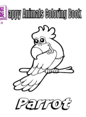 海外直订Happy Animals Coloring Book 快乐动物图画书