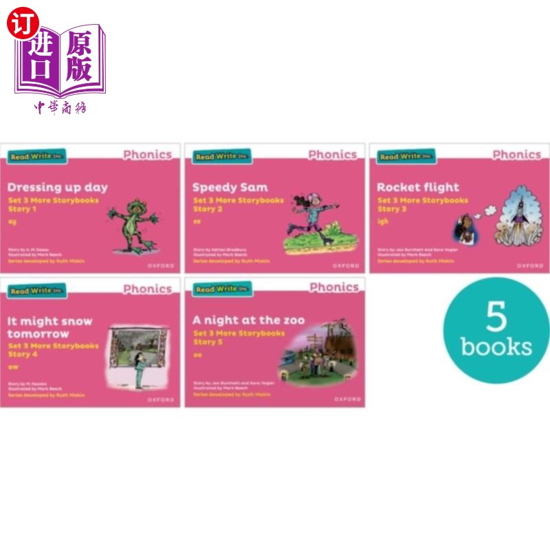 海外直订Read Write Inc. Phonics: Pink Set 3 More Storybo... 读写公司自然拼读:Pink Set 3更多的故事书(5个混合包)