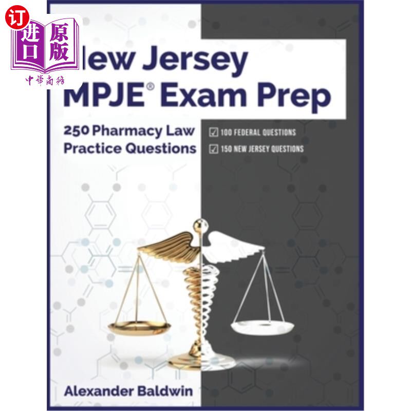 海外直订医药图书New Jersey MPJE Exam Prep: 250 Pharmacy Law Practice Questions 新泽西州MPJE考试准备:250个药房法律实