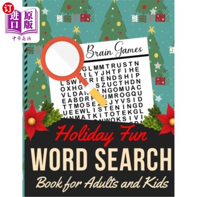 海外直订Holiday Fun Word Search Book for Adults and Kids: Holiday themed word search puz 成人和儿童节日趣味单词搜索