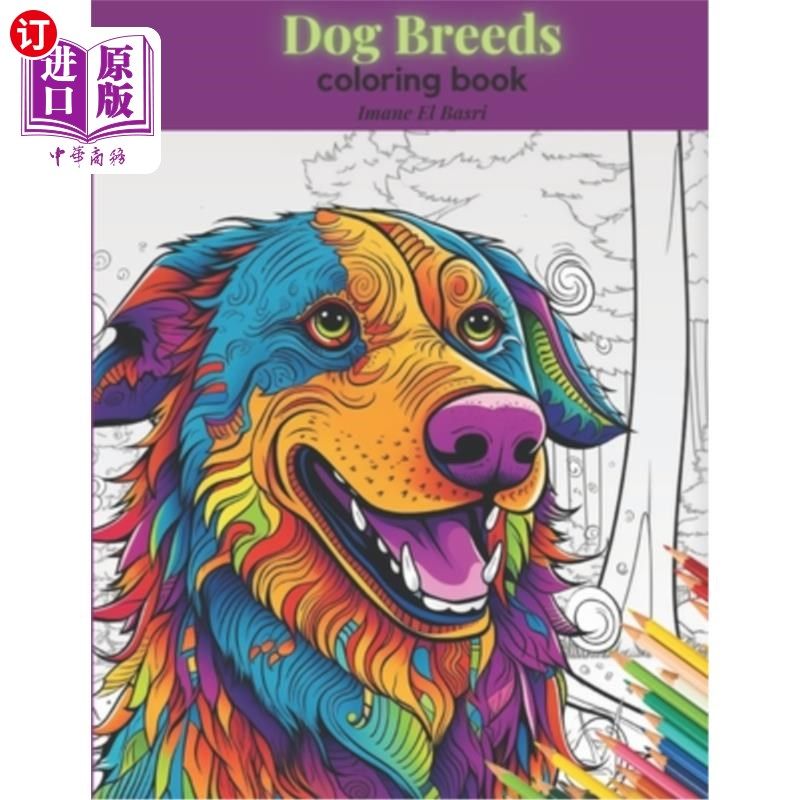 海外直订dog breed coloring book: 40 wonderful coloring pages for sharks lovers 狗的品种着色书:40精彩的着色页鲨鱼爱