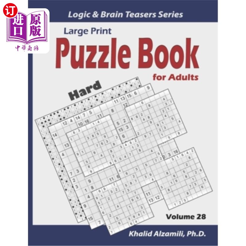 海外直订Large Print: Puzzle Book for Adults: 100 Hard Variety Puzzles (Samurai Sudoku, K 大号印刷版:成人益智书:10