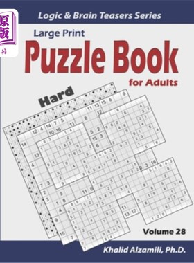 海外直订Large Print: Puzzle Book for Adults: 100 Hard Variety Puzzles (Samurai Sudoku, K 大号印刷版：成人益智书：10