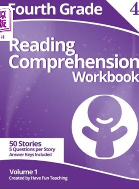 海外直订Fourth Grade Reading Comprehension Workbook: Volume 1 四年级阅读理解手册：第1卷