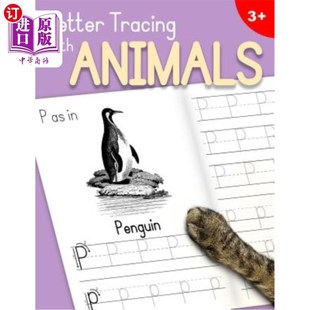 与动物 Animals Alphabet the Learn With Handwriting 海外直订Letter 字母追踪：学习字母 Tracing Workbook Practice