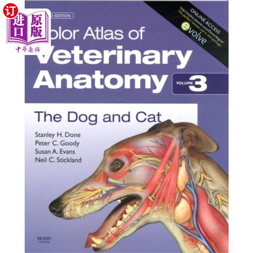 海外直订医药图书Color Atlas of Veterinary Anatomy, Volume 3, The Dog and Cat 兽医解剖学彩色图集，第三卷，狗和猫
