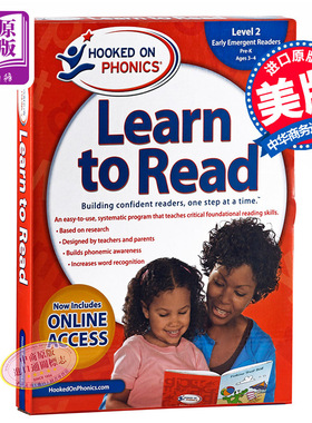 现货 自然拼读法 迷上自然拼读系列学与读学前级L2新版Hooked on Phonics Learn to Read Pre-K Level 2 带DVD光盘【中商原版】