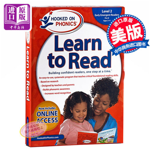 现货 自然拼读法 迷上自然拼读系列学与读学前级L2新版Hooked on Phonics Learn to Read Pre-K Level 2 带DVD光盘【中商原版】