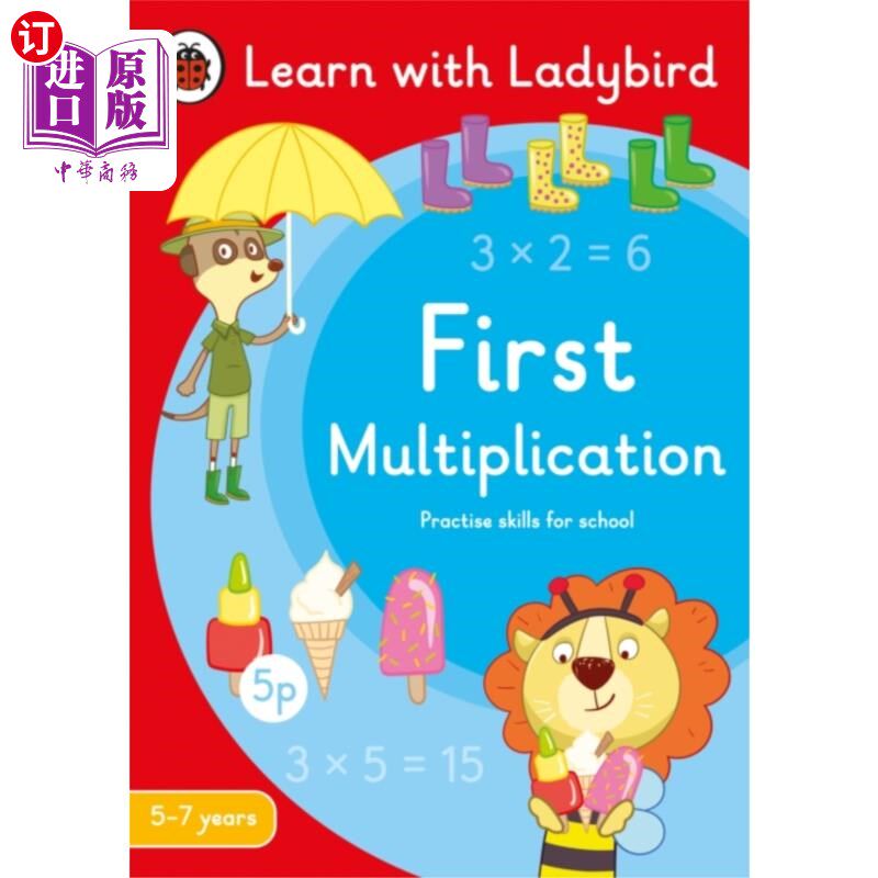 海外直订First Multiplication: A Learn with Ladybird Acti... 第一次乘法:学习与瓢虫活动手册5-7年
