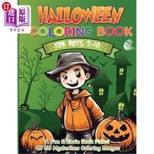 Coloring for Mysteri with Fun 万圣节男孩涂色书5 Eerie Boys Fulled Book 海外直订Halloween 10：一本