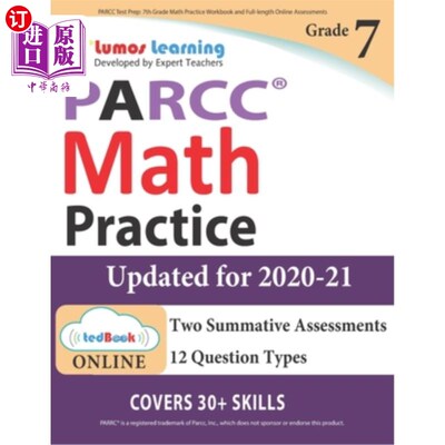 海外直订PARCC Test Prep: 7th Grade Math Practice Workbook and Full-length Online Assessm PARCC考试准备：七年级数学