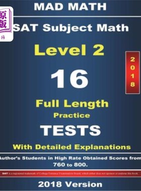 海外直订2018 SAT Math Level II 16 Tests 2018年SAT数学二级16项测试