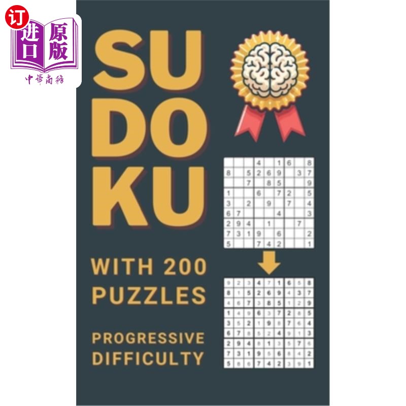 海外直订Sudoku: 200 Puzzles: Sudoku Puzzles WITH SOLUTIONS 数独：200个谜题：数独谜题与解决方案
