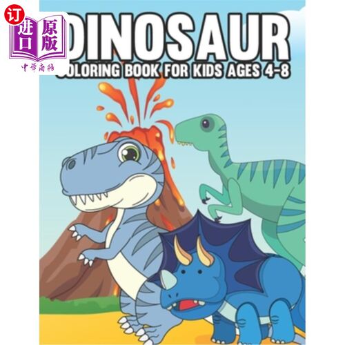 海外直订Dinosaur Colouring Book for Kids 儿童恐龙彩绘书