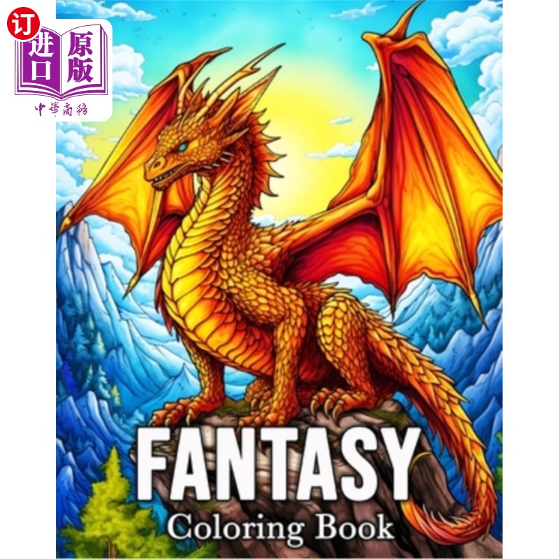 海外直订Fantasy Coloring book for Adults: 50 Amazing Images for Stress Relief and Relaxa 成人幻想涂色书：50张缓解压