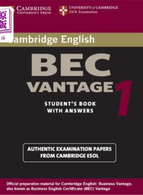 海外直订Cambridge Bec Vantage 1: Practice Tests from the University of Cambridge Local E 剑桥BEC优势1：剑桥大学地方