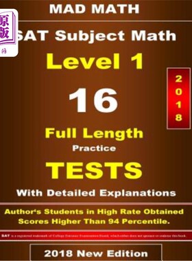 海外直订2018 SAT Subject Math Level-I 16 Tests 2018年SAT科目数学一级16次测试