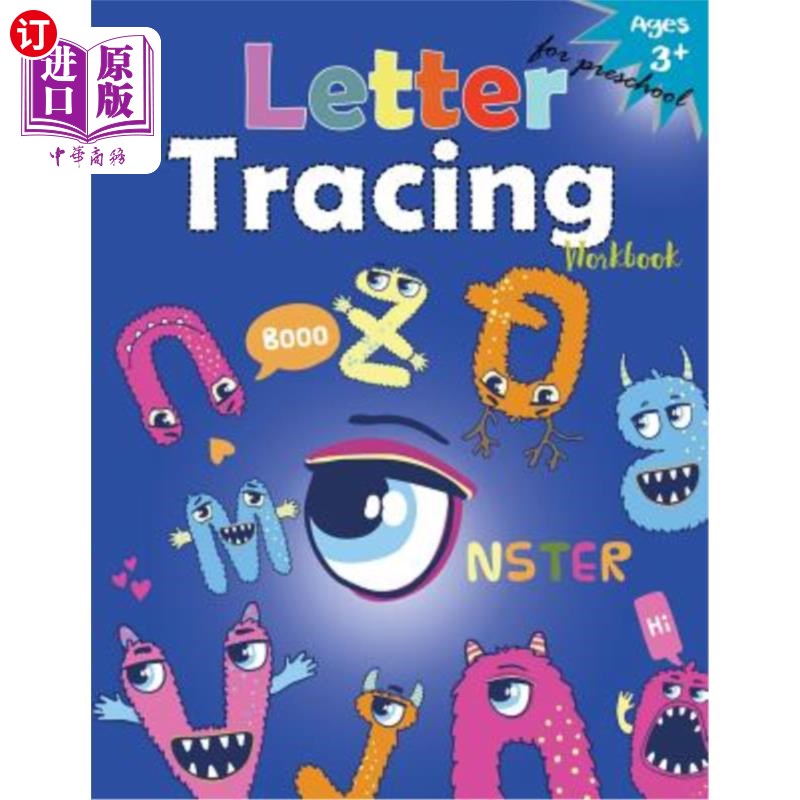 海外直订Letter Tracing Workboo (Monster): Kindergarten Tracing Workbook 信件追踪Workboo（Monster）：幼儿园追踪工作