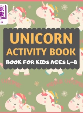 海外直订Unicorn Activity Book For kids Ages 4-8: A Fantasy Coloring and Christmas Word S 4-8岁儿童独角兽活动手册：