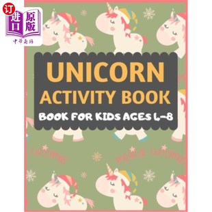 海外直订Unicorn Activity Book For kids Ages 4-8: A Fantasy Coloring and Christmas Word S 4-8岁儿童独角兽活动手册：
