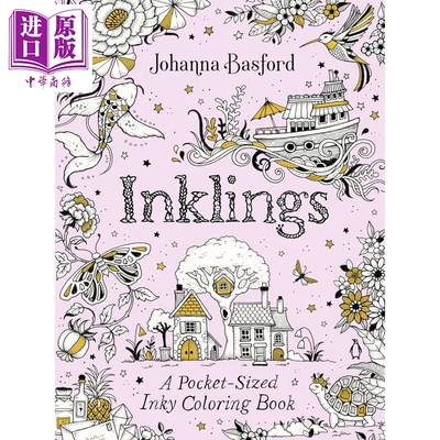 预售 墨迹 口袋涂色本 Inklings A Pocket-Sized Inky Coloring Book 英文原版 Johanna Basford【中商原版】