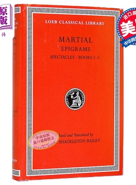 马提亚尔 隽语 卷1 修订版 洛布古典丛书 拉英对照 英文原版 Epigrams Volume I D R Shackleton Bailey Martial【中商原版】