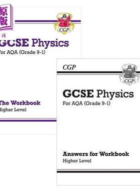 英国CGP原版 Grade 9-1 GCSE Physics: AQA Workbook+Answers Higher 进阶物理考试 练习册答案套装2册 中学中考【中商原版】