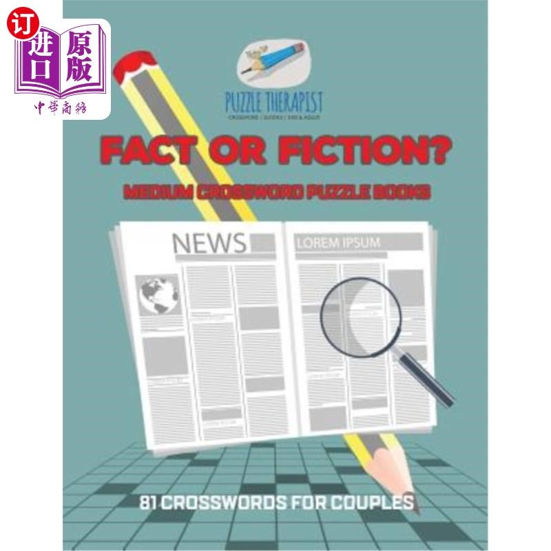 海外直订Fact or Fiction? Medium Crossword Puzzle Books 81 Crosswords for Couples 事实还是虚构?中等填字游戏书籍81对