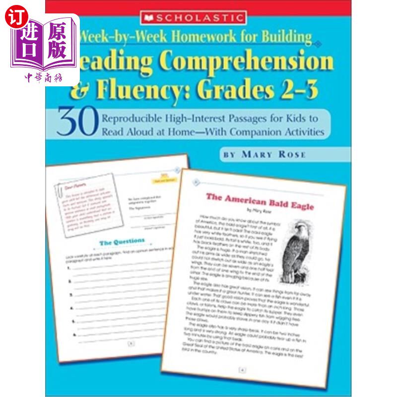 海外直订Week-By-Week Homework for Building Reading Comprehension & Fluency: Grades 2-3:  每周为提高阅读理解力和流利