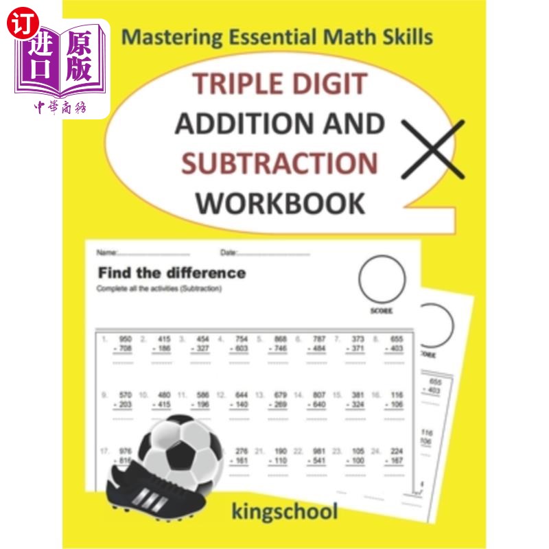 海外直订Mastering Essential Math Skills: Triple Digit Addition And Subtraction Workbook  掌握基本数学技能:三位数加