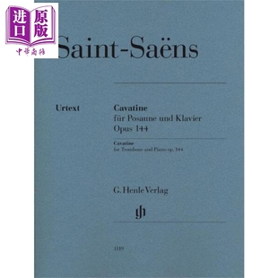 预售 Trb 咏叹曲 Cavatine 144 长号和钢琴 中商原版 Saens 圣桑 进口艺术 op144 Saint HN1119