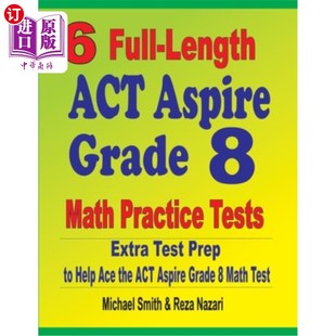海外直订6 Practice Tests Extra Aspire 6个完整 ACT Grade Math Prep Test Help Length Full