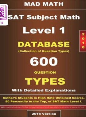 海外直订2018 SAT Subject Math Level I Database 2018 SAT学科数学一级数据库