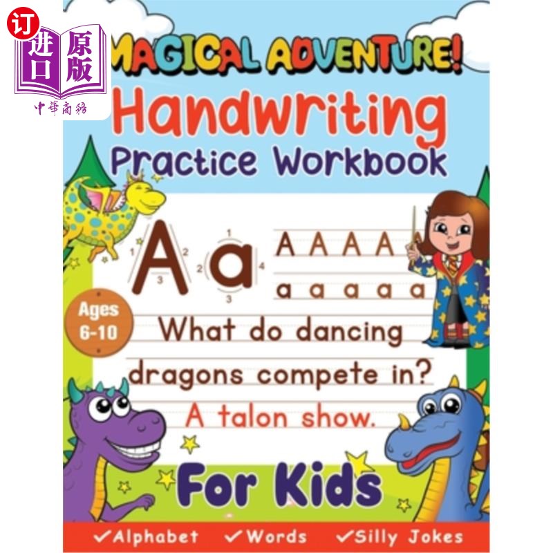 海外直订Handwriting Practice Book for Kids Ages 6-10(Magical Adventure): Printing Workb适合6-10岁儿童的书写练习书