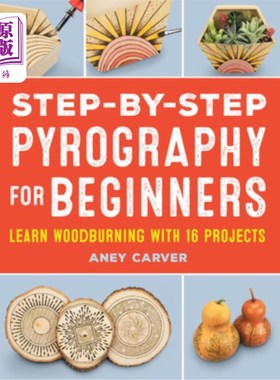 海外直订Step-By-Step Pyrography for Beginners: Learn Woodburning with 16 Projects 初学者一步一步的火画:学习木材燃烧