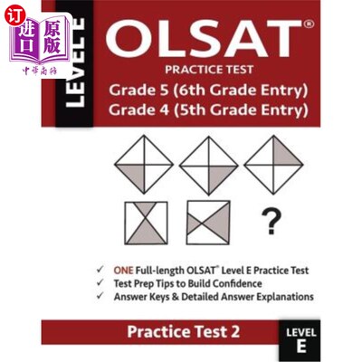 海外直订Olsat Practice Test Grade 5 (6th Grade Entry) & Grade 4 (5th Grade Entry)-Test:  OLSAT实践测试5