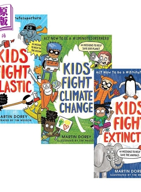 预售 英文原版两分钟英雄科普绘本3册 2 minute Superhero 反对塑料垃圾Kids Fight Plastic应对气候变化Climate Change【中商原版