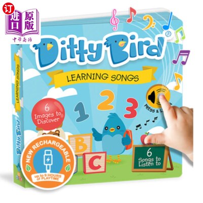 海外直订Ditty Bird Learning Songs Interactive Musical Book for Toddlers 1- 3 Sing-Along  小鸟学习歌曲1- 3岁幼儿互动
