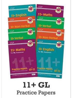英国CGP原版 11+ GL Complete Practice Paper 小学逻辑推理英语数学练习测试卷套装8册 含答案 私立中学入学考试【中商原版?
