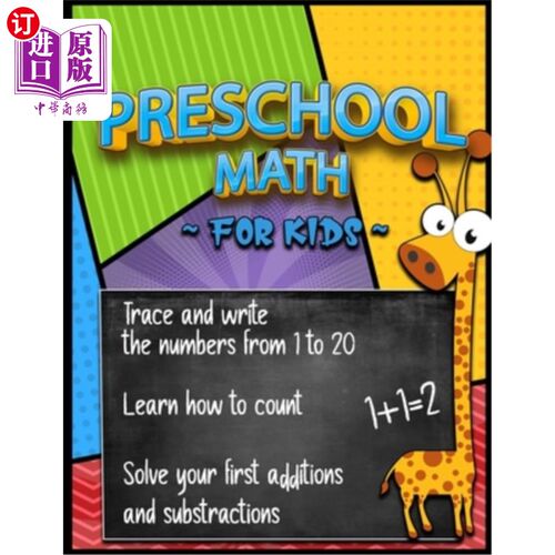海外直订Preschool Math for Kids (Workbook Age 3+): Learning numbers by tracing and writi 学龄前儿童数学(3岁以上的练