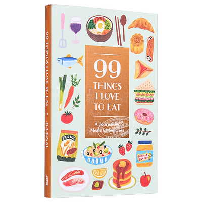 我喜欢吃的99种东西 用餐和回忆日记 插画配图 99 Things I Love to Eat Guided Journal 英文原版 Noterie【中商原版】