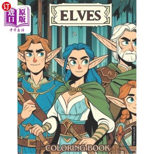 Book 海外直订Enchanted Coloring Elves 魔法森林精灵着色书 Forest